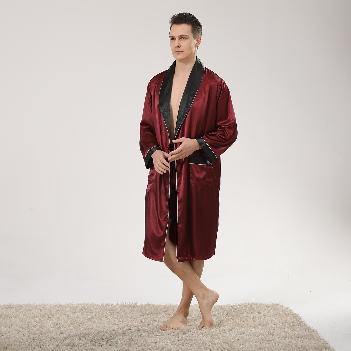Frühling Schwarz Schal Kragen  – Men'S Kimono Accessories Bewertung und Preis